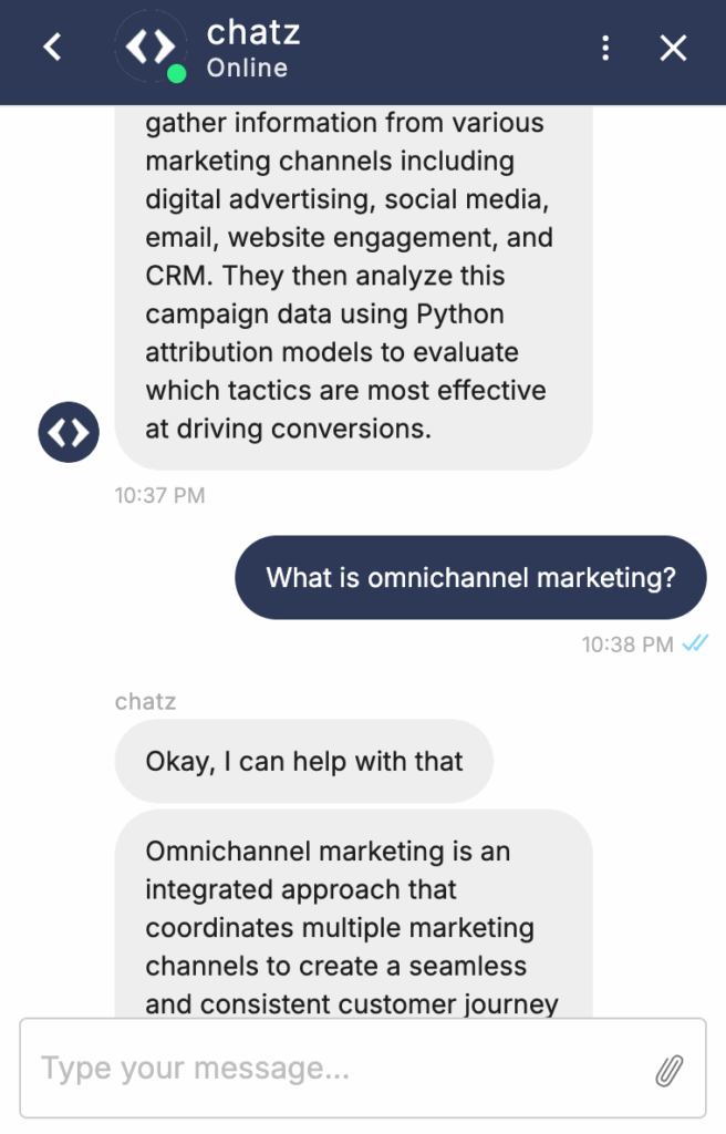 chatz ai chatbot for omnichannel digital marketing